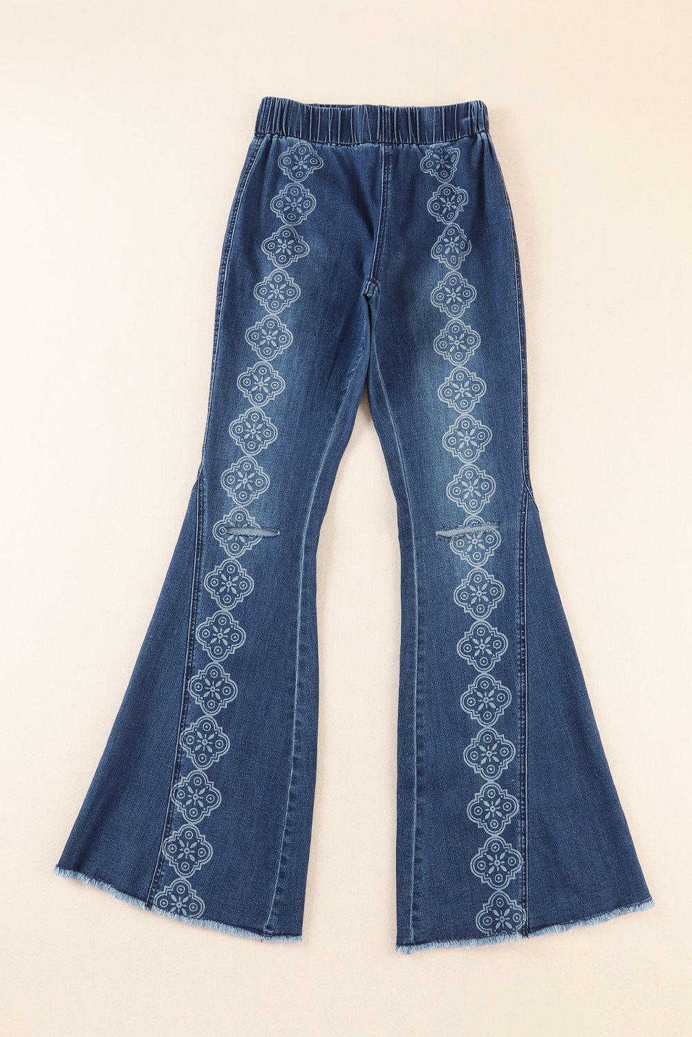 Women's Blue Raw-Edge Flared Jeans