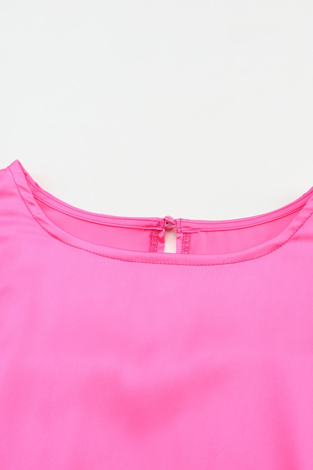 Women's Crew Neck Satin Puff Long-Sleeve Blouse