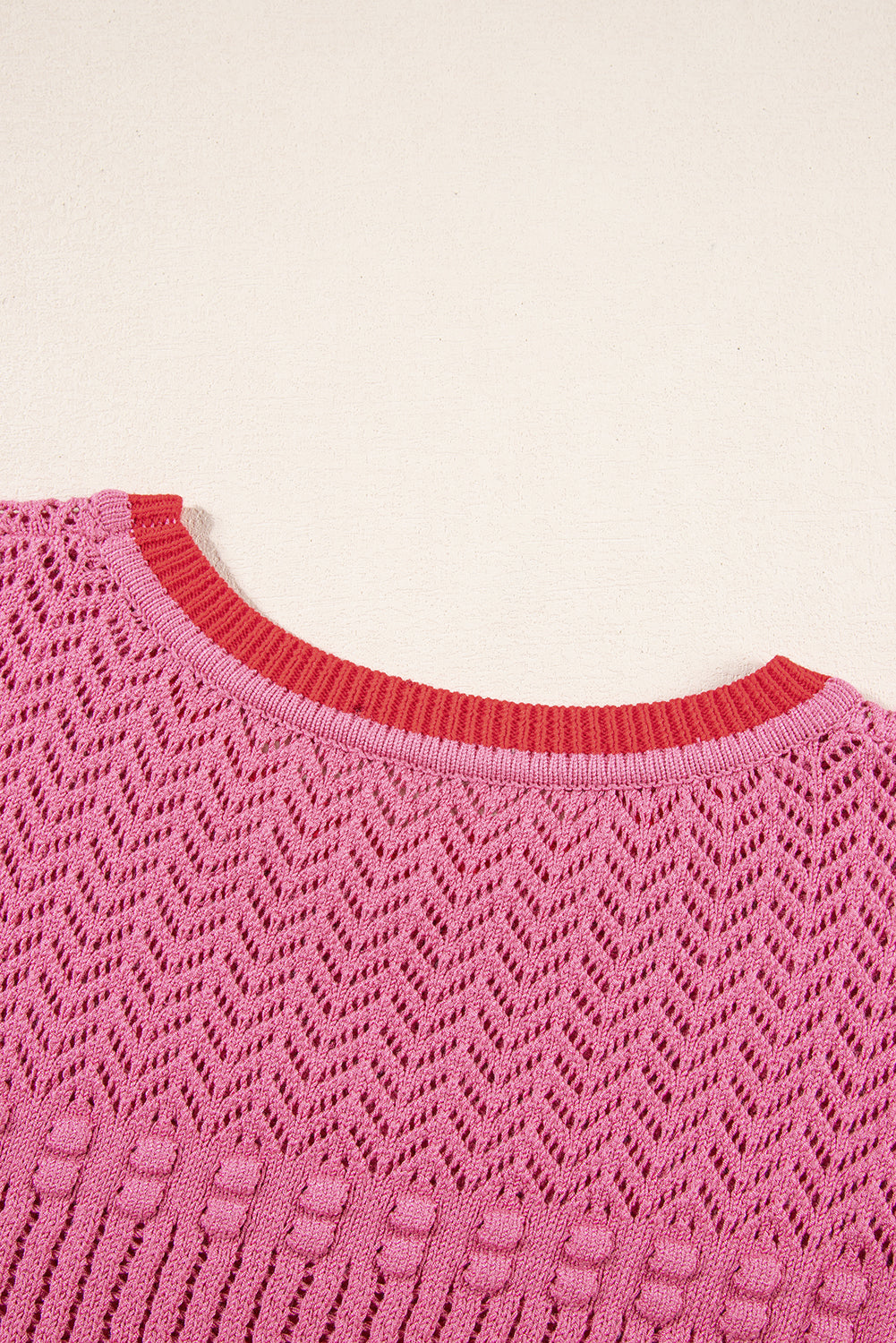 Women's Sweater with Size Short-Sleeve Trim Plus