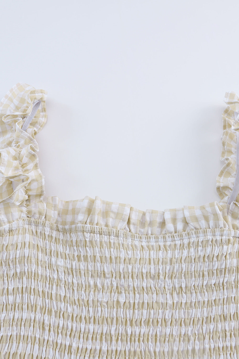 Maxi Dress for Women Plaid Ruffle-Trimmed Sleeve Shirred