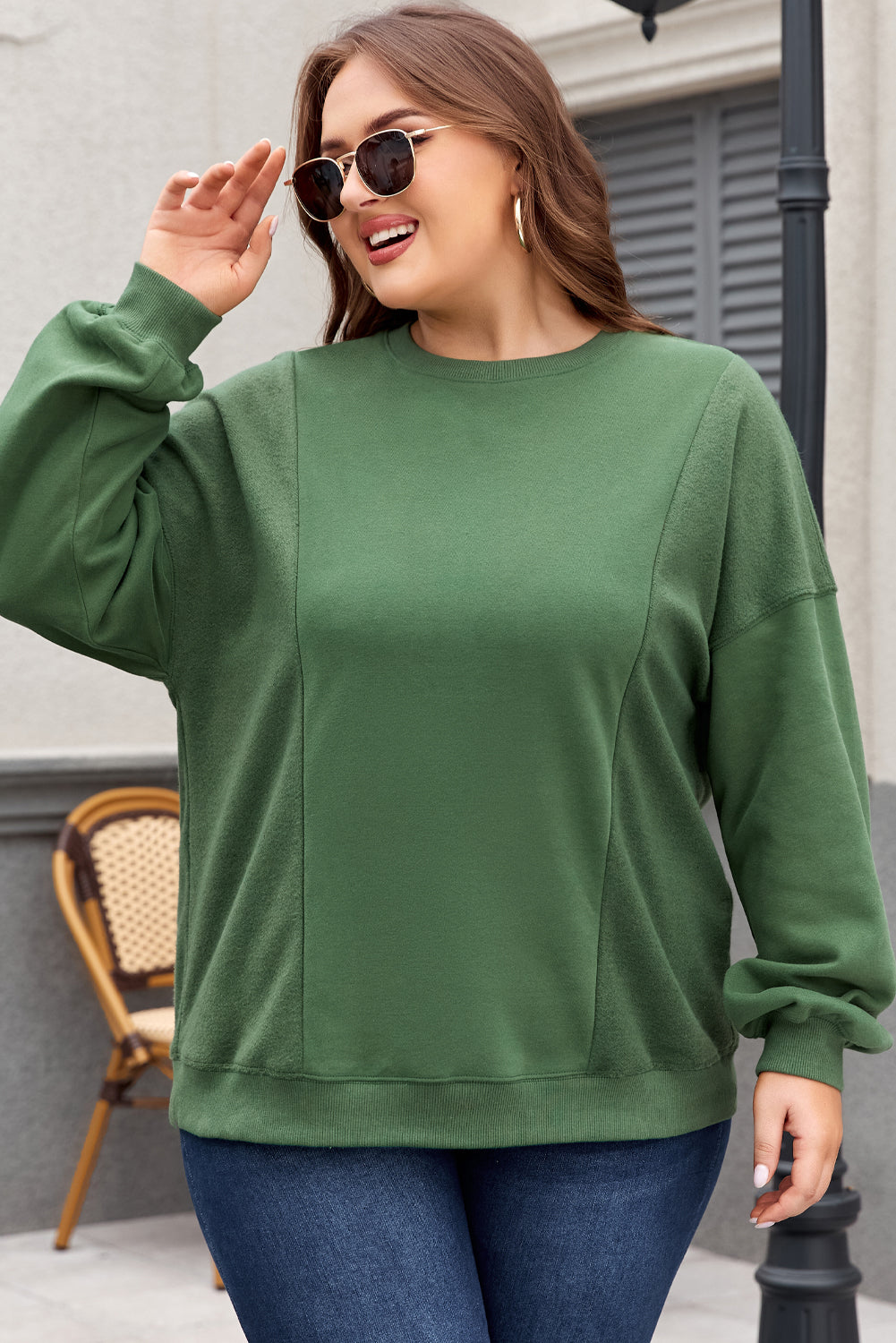 Women's Sweatshirt Featuring Crew Neck Plus Size