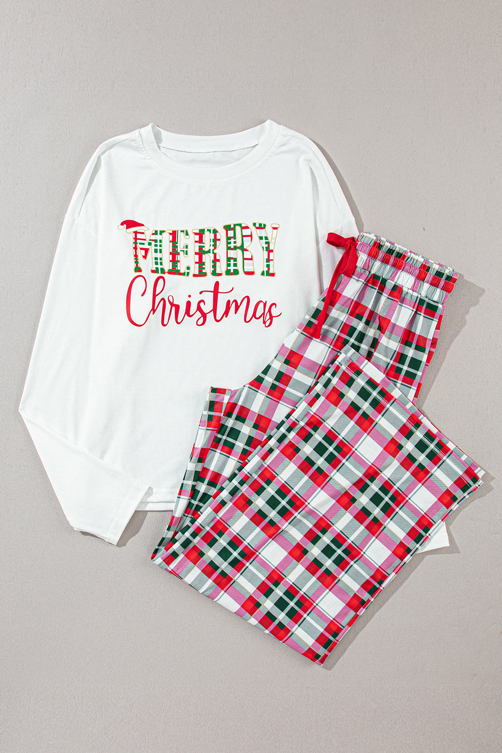 Merry Print Christmas Plaid 2-Piece Lounge Set