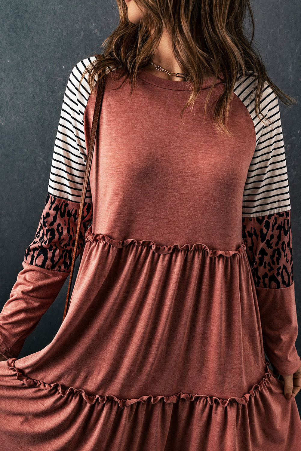 Women's Striped Long-Sleeve Mini Dress