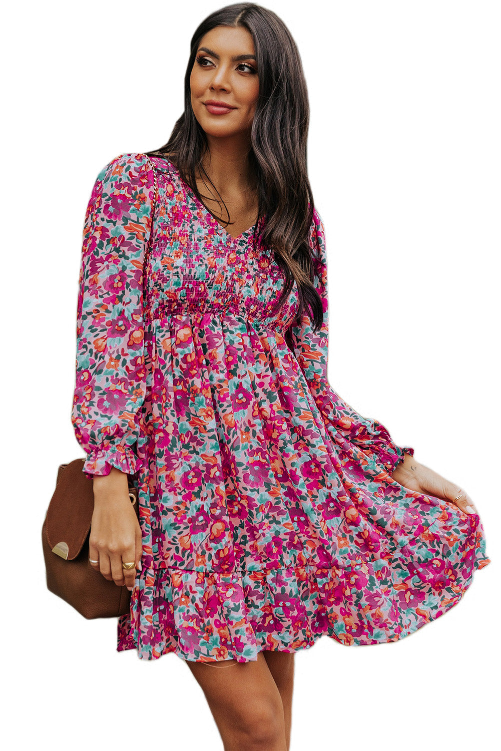 Floral Dresses for Women Sleeve Shirred Puffy