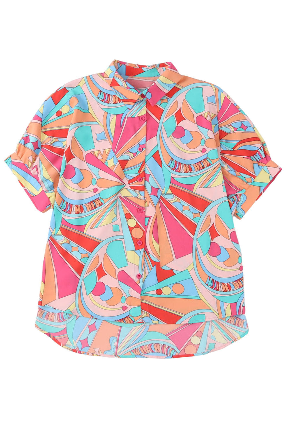 Women's Shirt Featuring Loose Abstract Half Balloon Sleeve