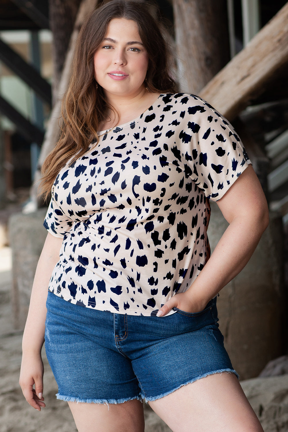 Top for Women Twist Plus Size Leopard-Print Print