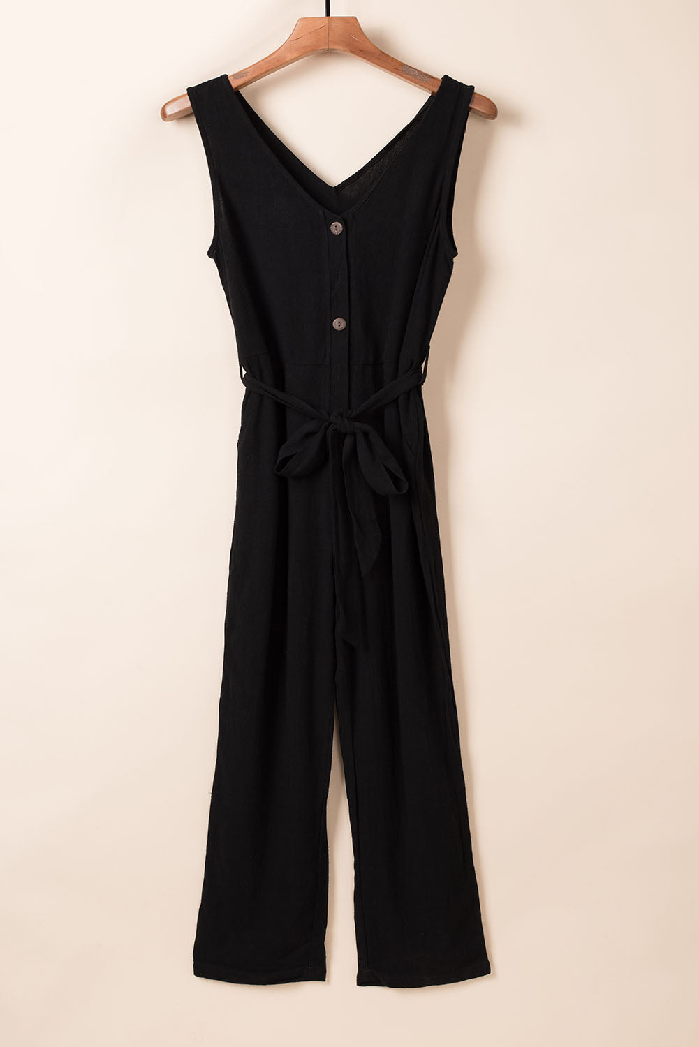 Women's Jumpsuit Featuring V Neck Belted
