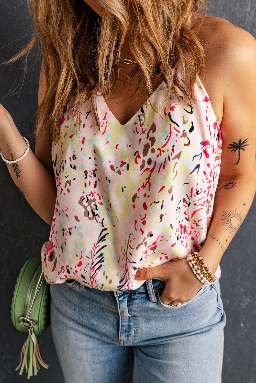 Women's Spaghetti Straps Floral-Print Tank Top