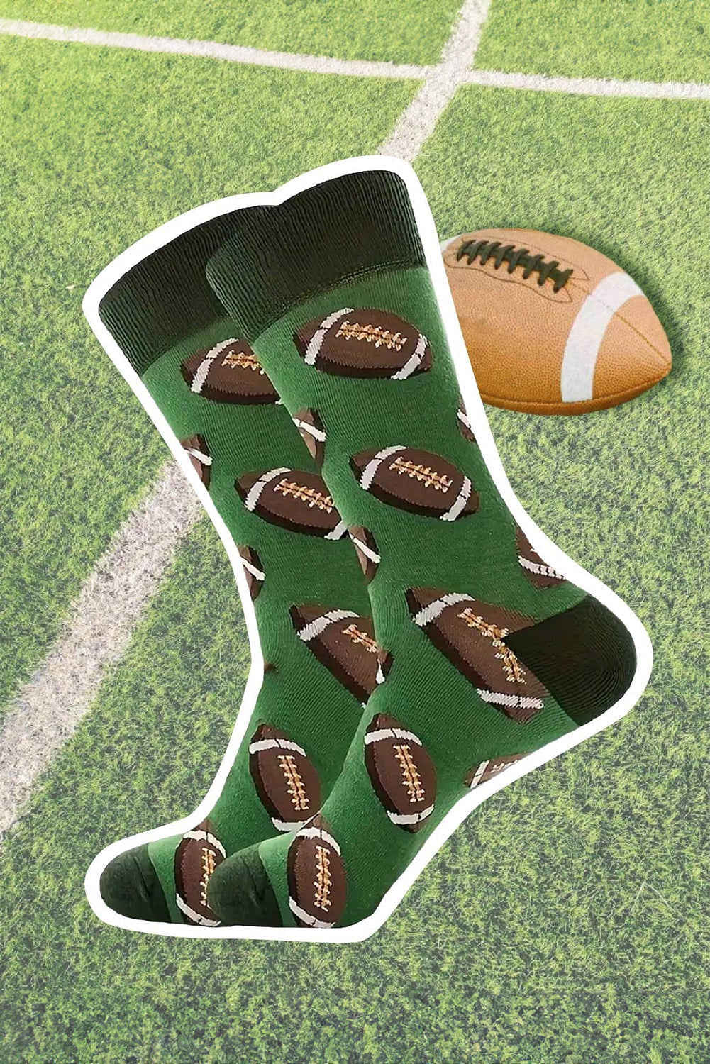 Rugby Football Print Mid-length Socks