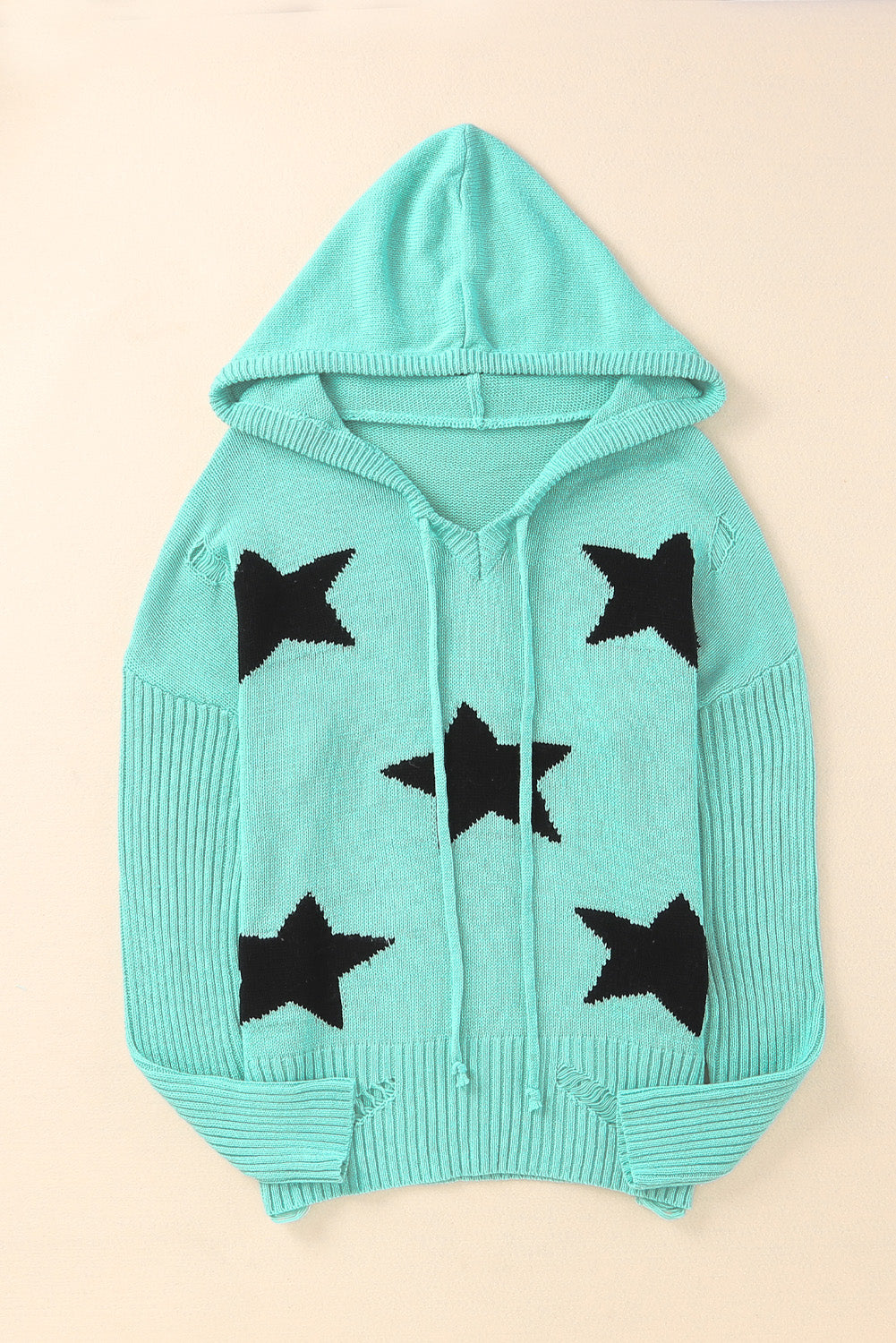 Women's Hooded Sweater with Star Pattern