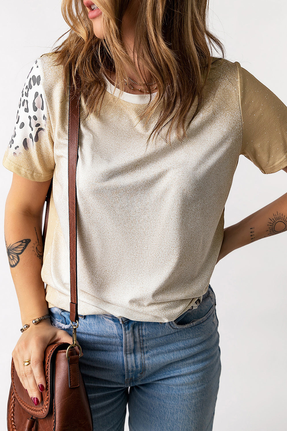 T Shirt for Women Bleached Crew Neck