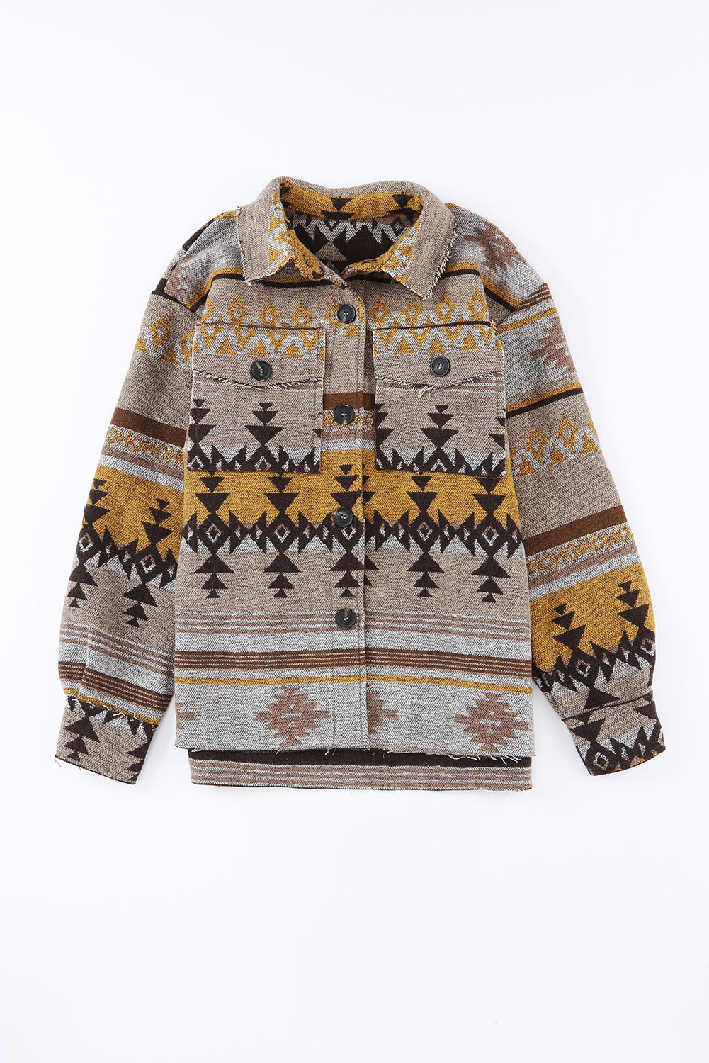 Women's Shacket Featuring Western Aztec-Pattern Jacket