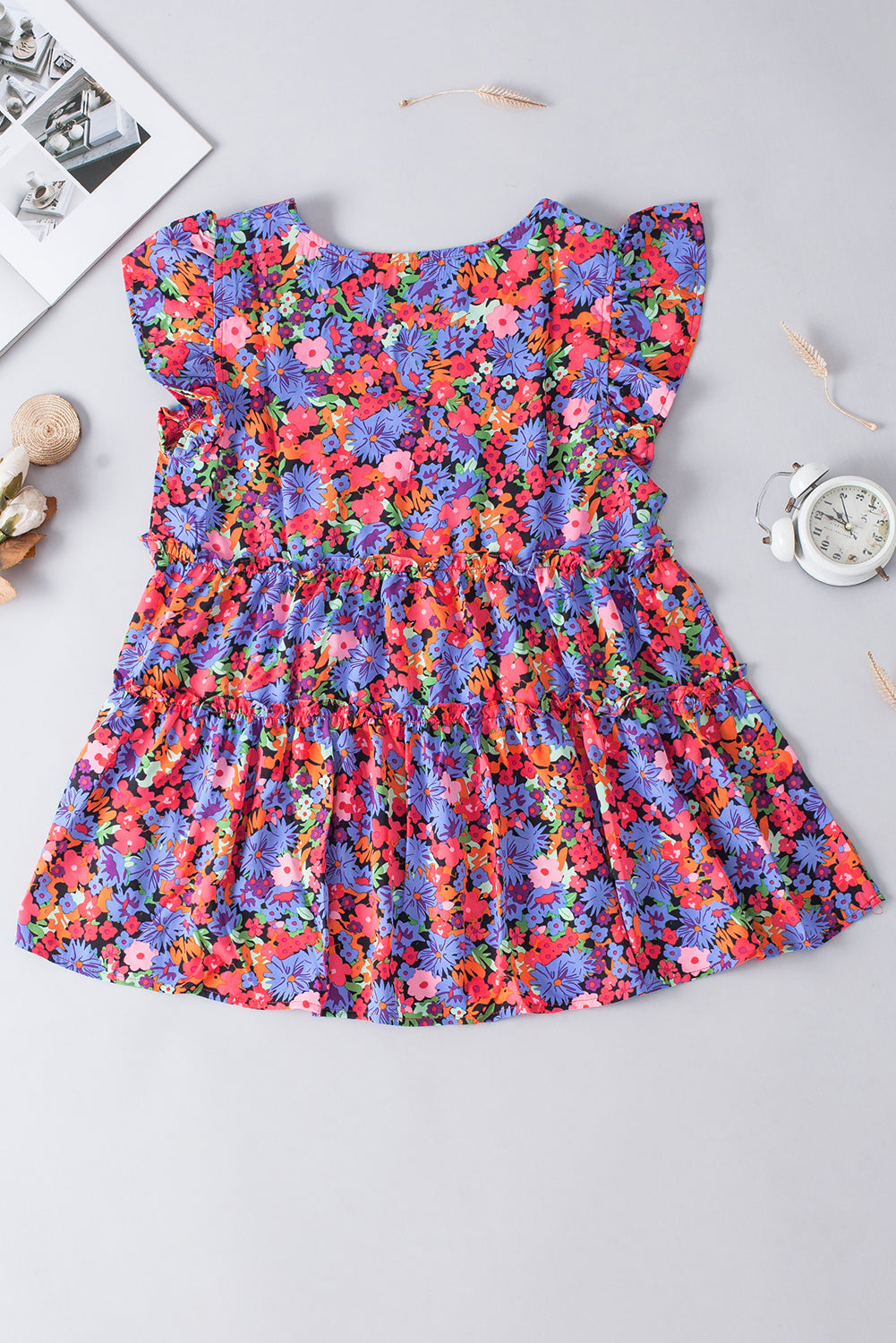 Women's Babydoll Top Featuring Ruffle-Trimmed Layered