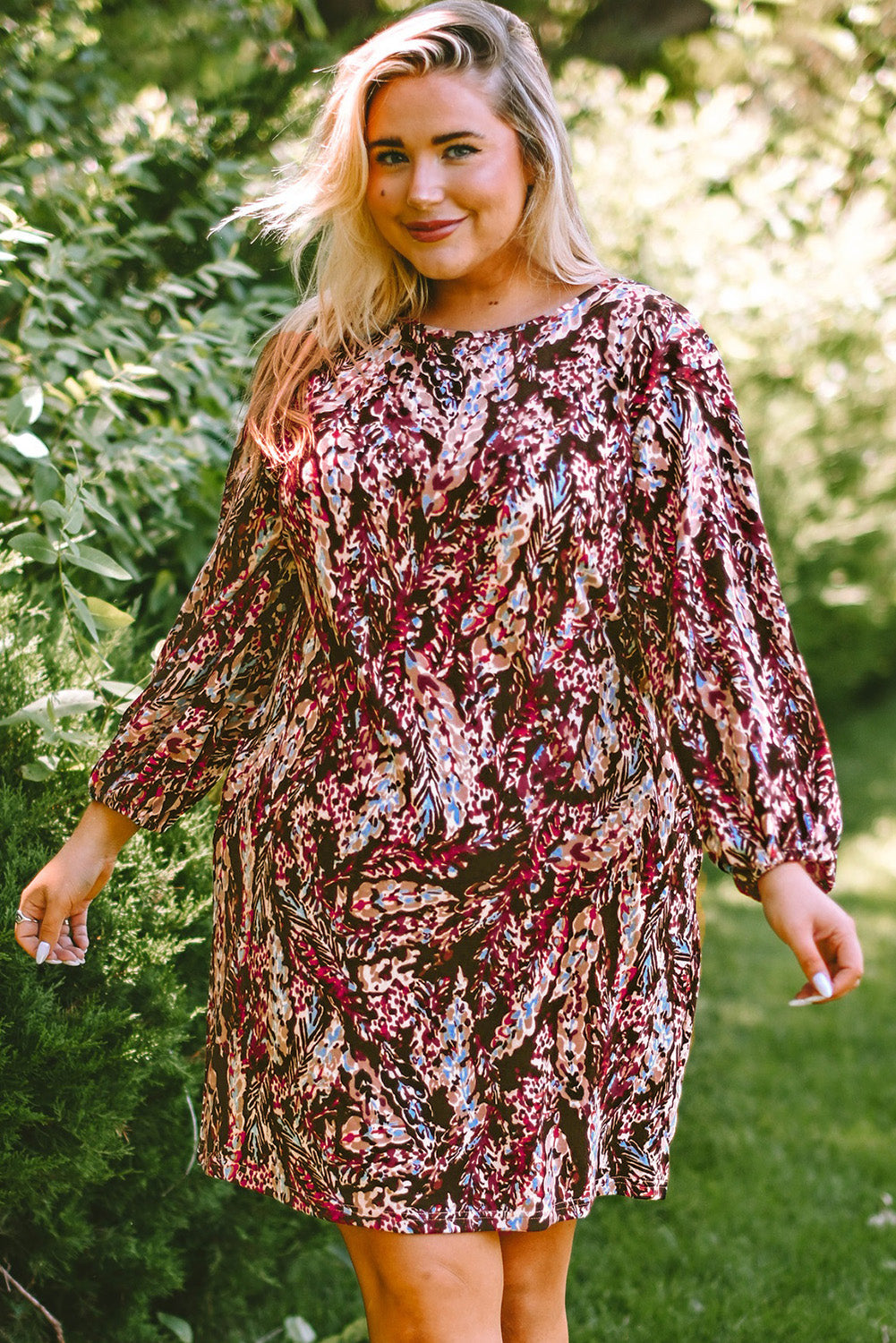 Women's Dresses with Plus Size Floral-Print Print Mini