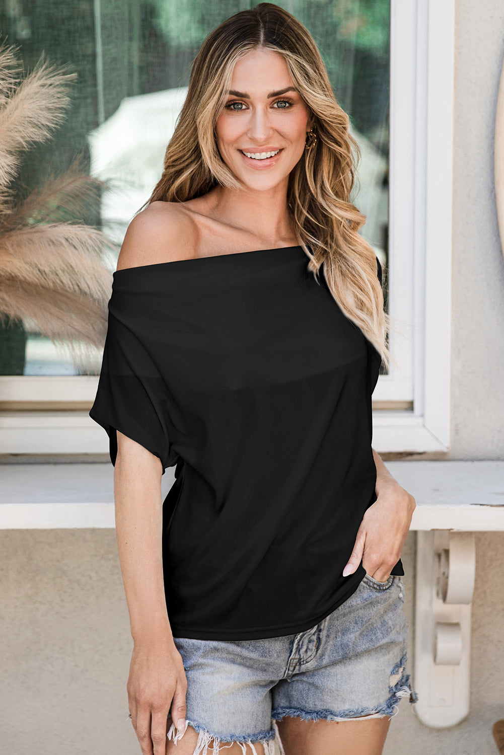 Women's Bat Sleeve Cowl Neck T Shirt