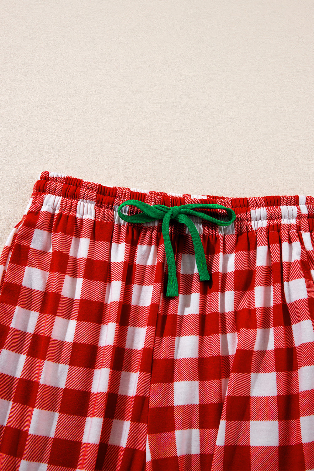 Print Christmas Plaid Shirt and Pants Pajama Set