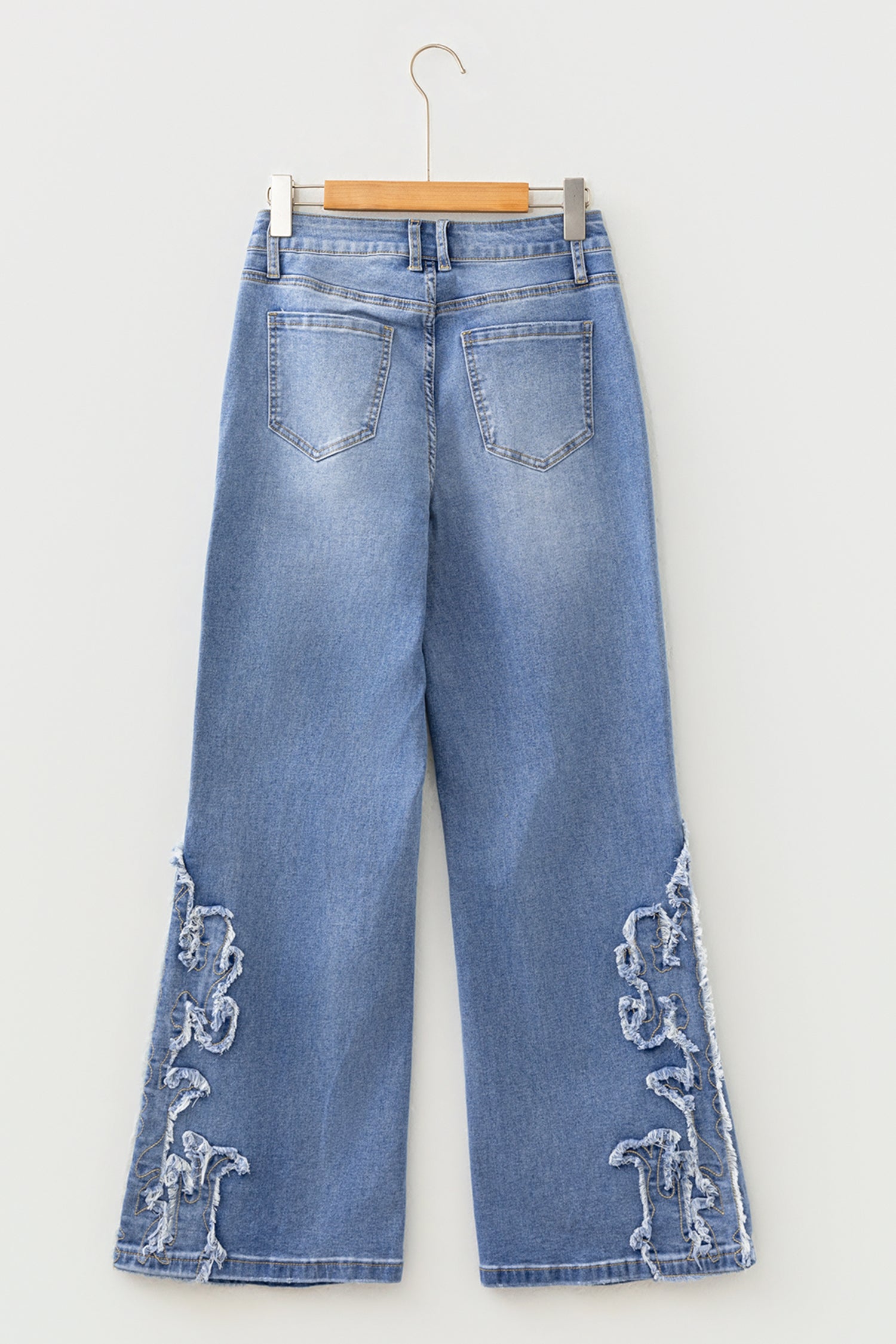 Blue Fashion Ashleigh Embroidered Western Print Flare Leg Full Length Jeans