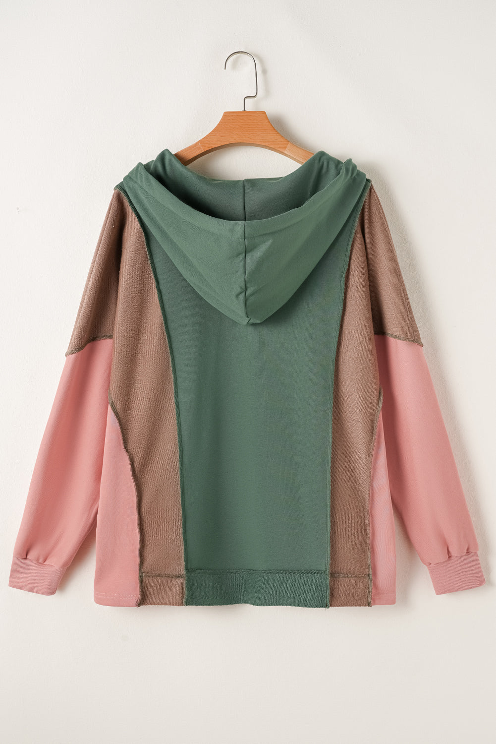 Women's Hoodie Featuring Plus Size Patchwork V Neck