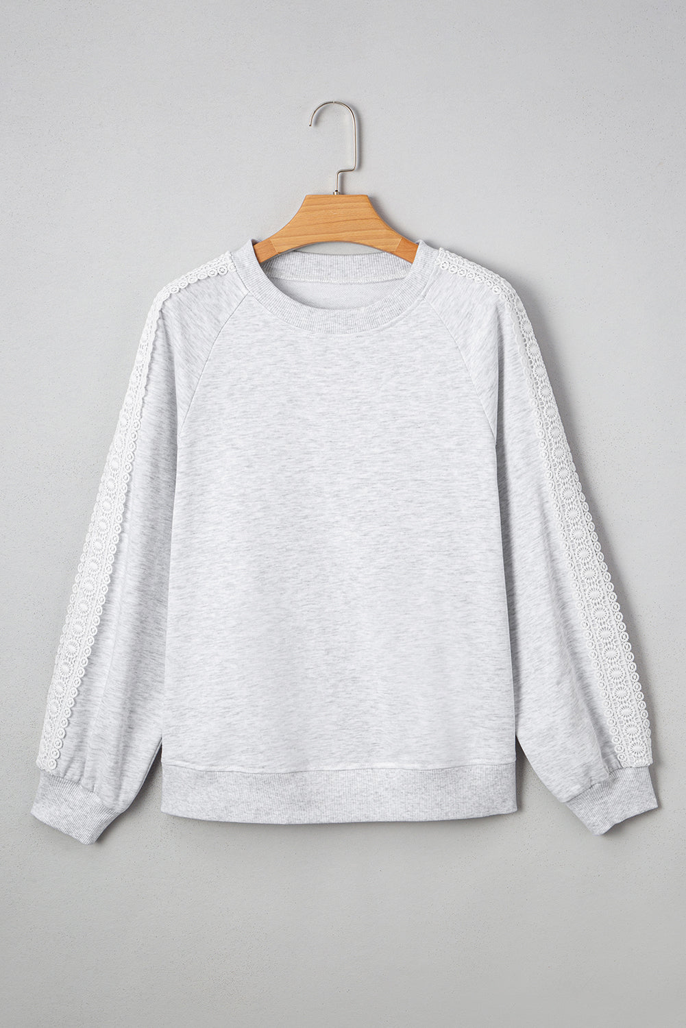 Lace Sleeve Patchwork Raglan Crew-Neck Sweatshirt