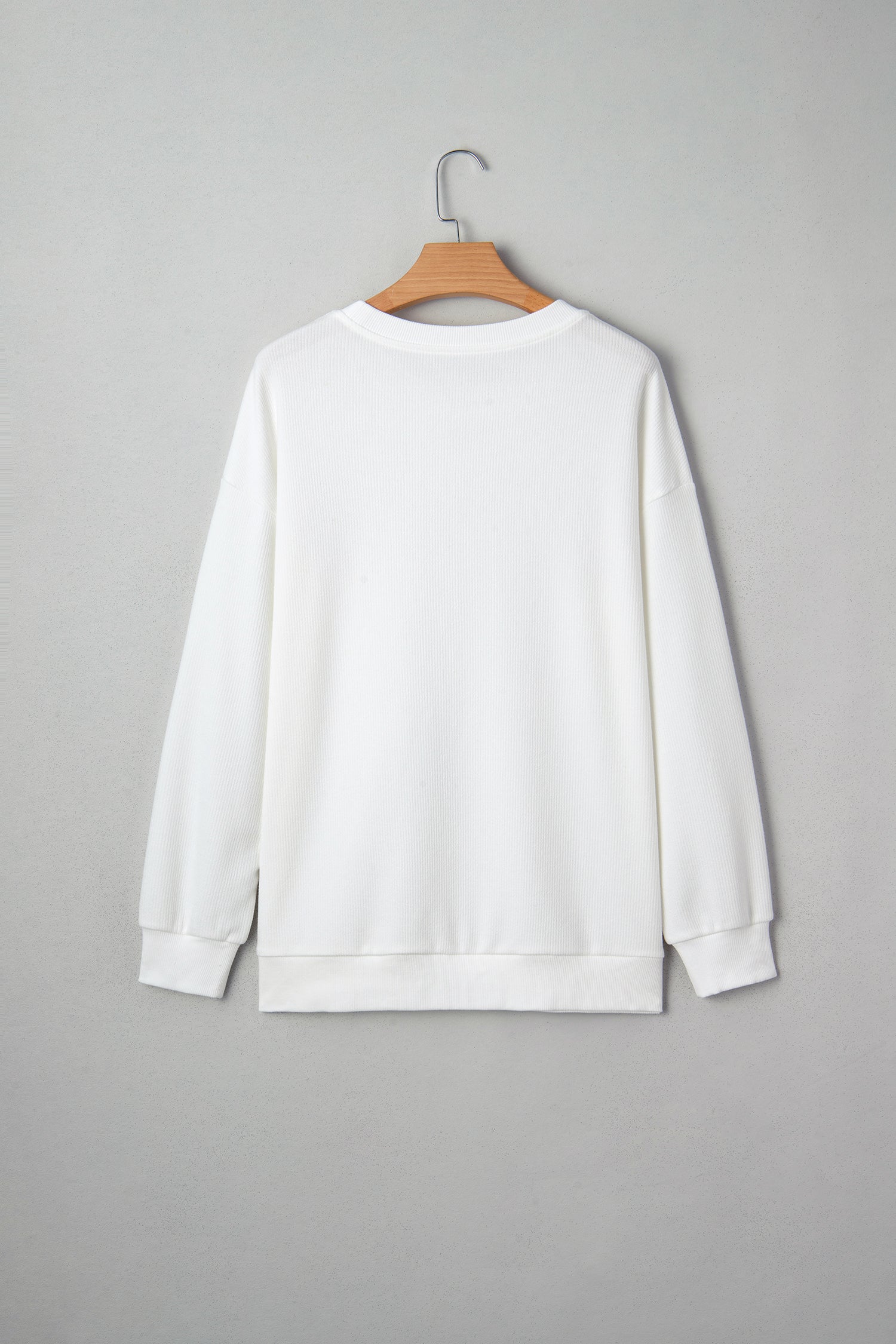 Merry Embroidery Tinsel Letter Rib-Knit Drop-Shoulder Sweatshirt
