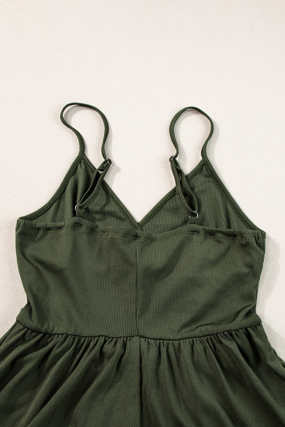 Romper for Women Rib-Knitted Straps Cinched Waist