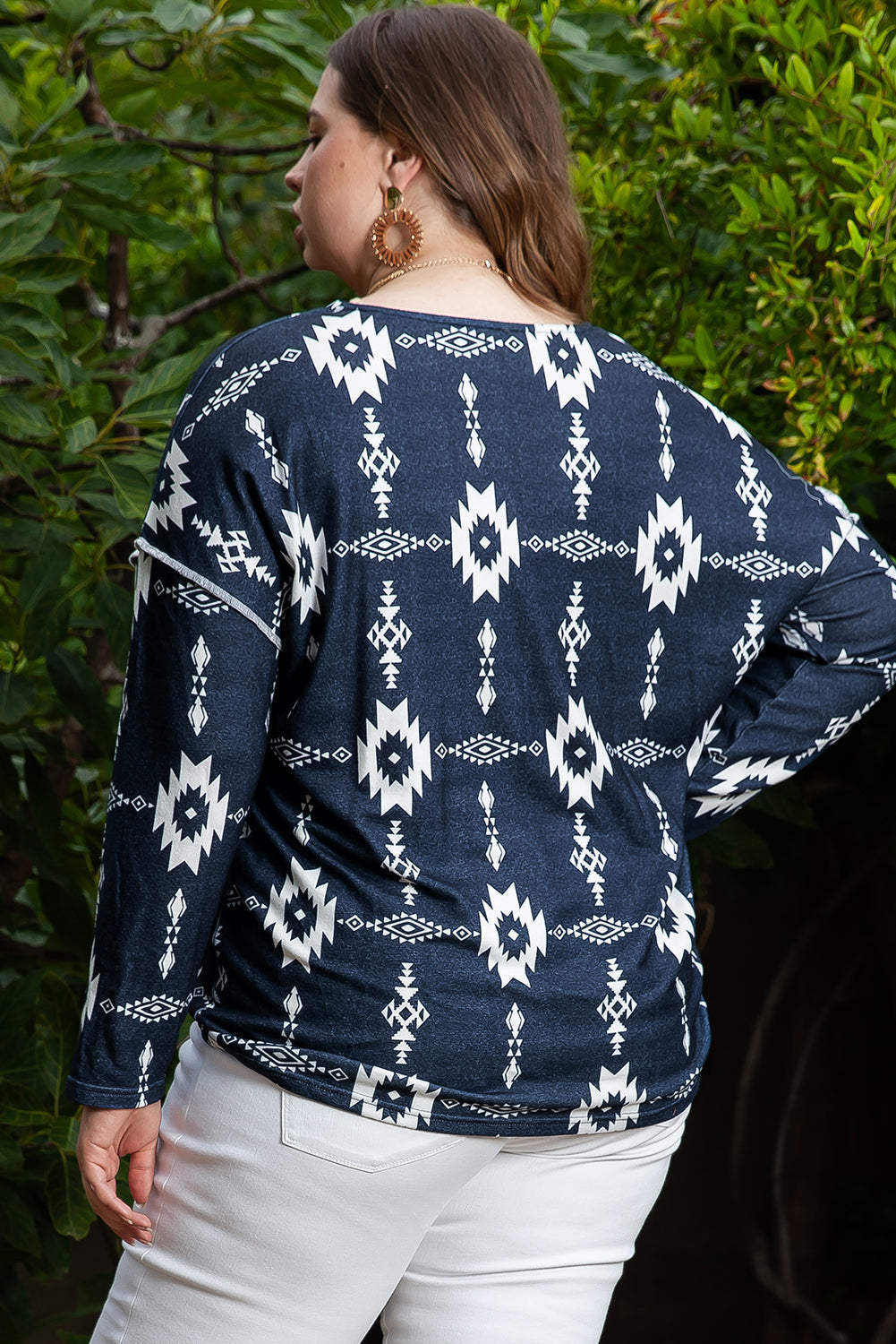Women's Top Featuring Plus Size Aztec Exposed