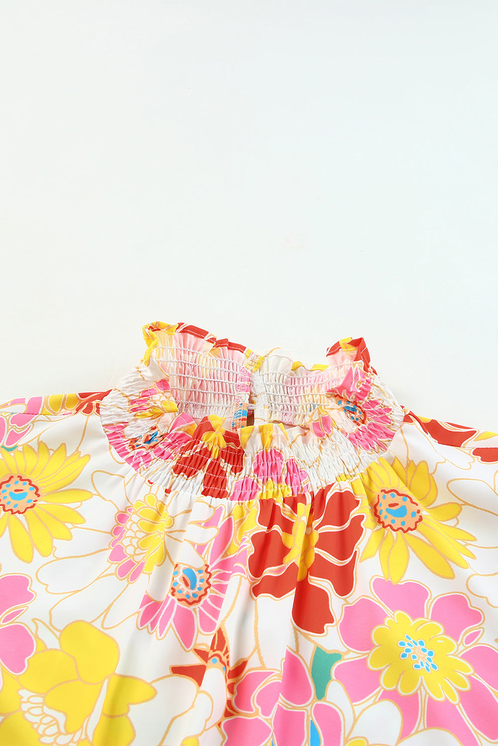 Women's Stand Collar Flutter Floral-Print Top