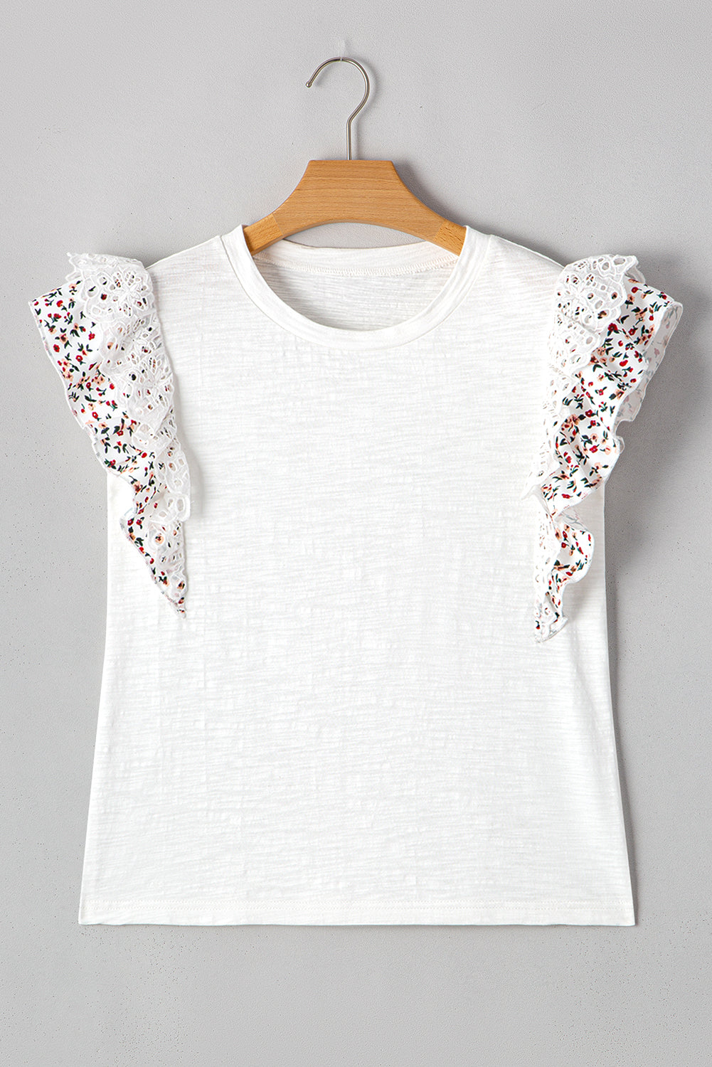 Floral Lace Eyelet Patched Butterfly Sleeve Blouse