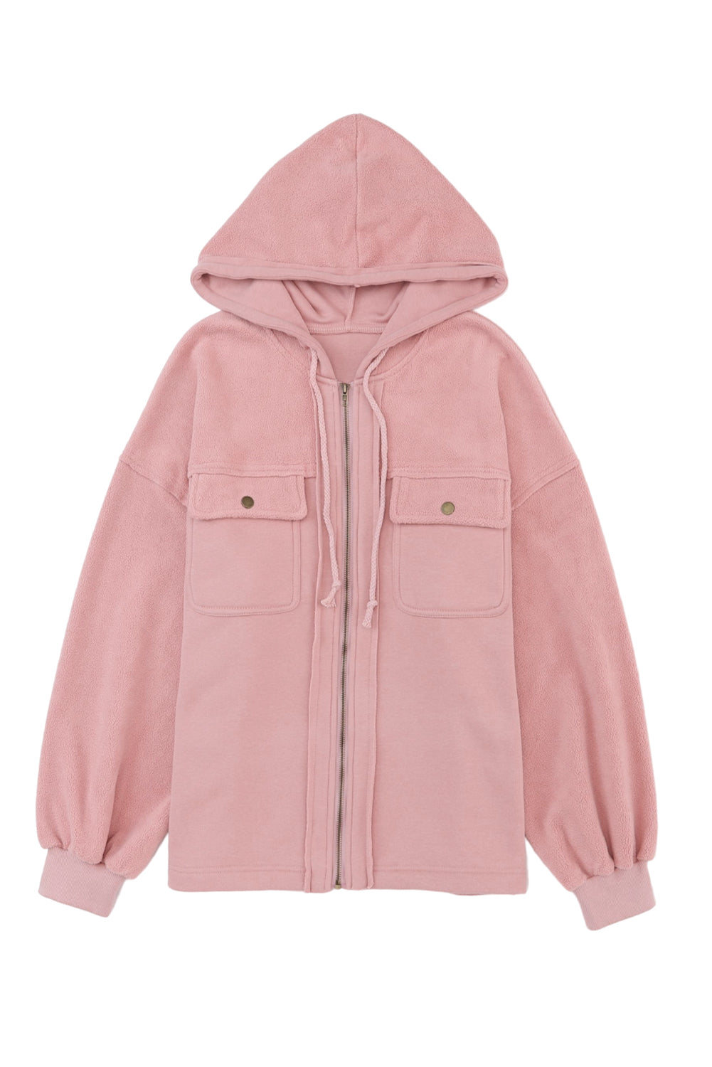 Jacket for Women Flap Pocket Drawcord Hood