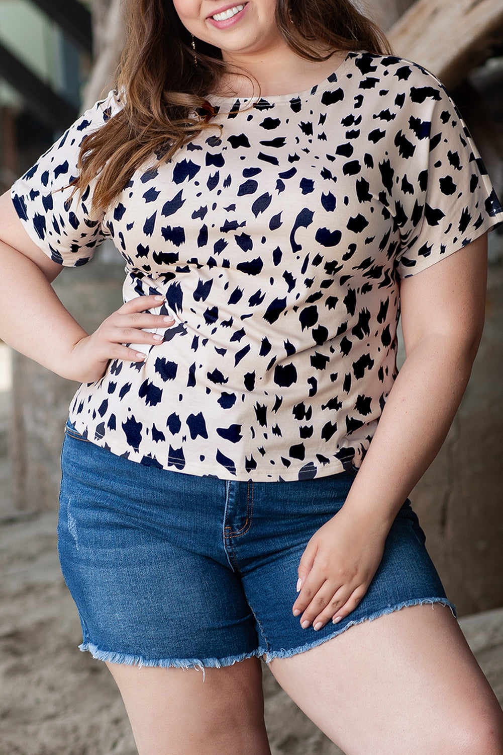 Top for Women Twist Plus Size Leopard-Print Print