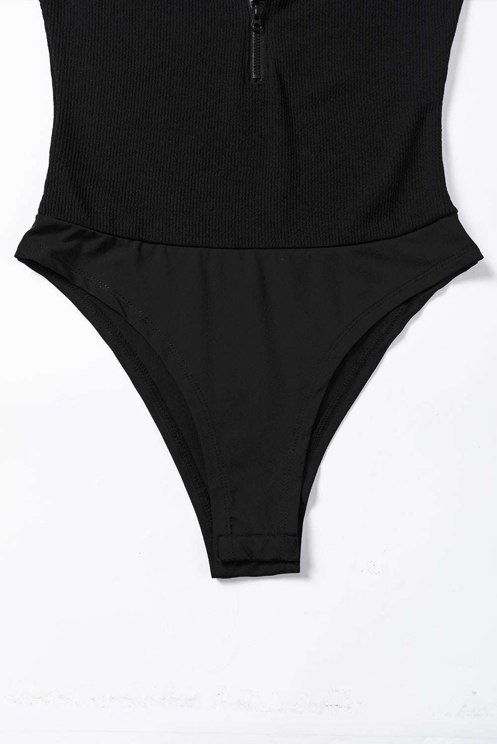 Women's Bodysuit with Rib-Knitted Zip up Mock Neck