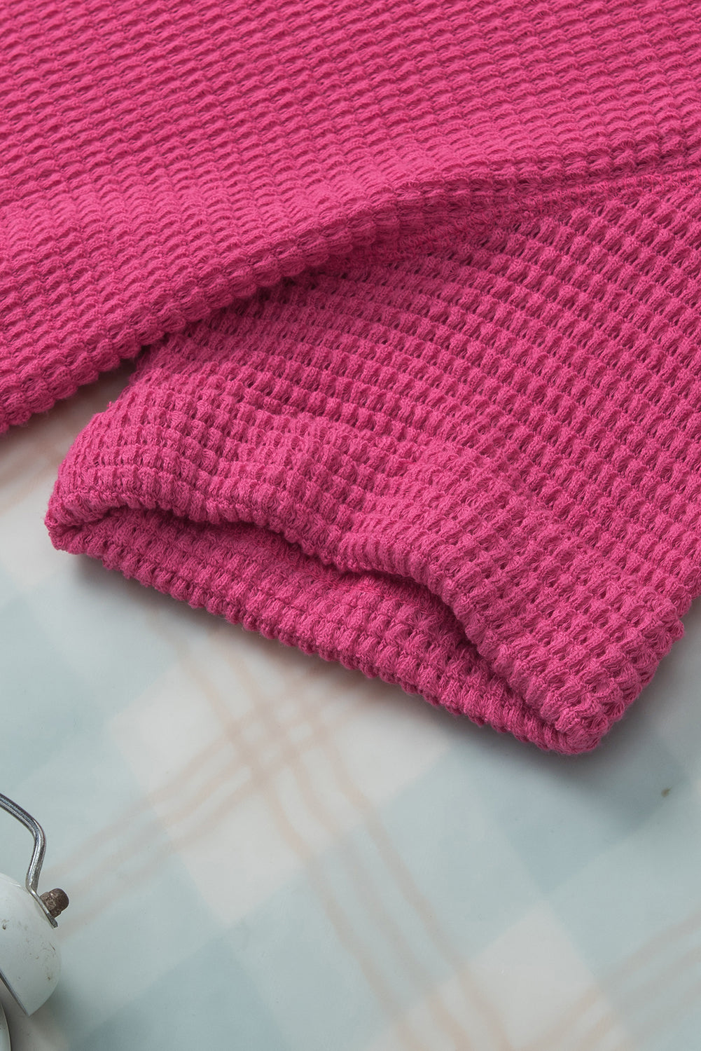 Women's Textured Knitted Split Neck Top