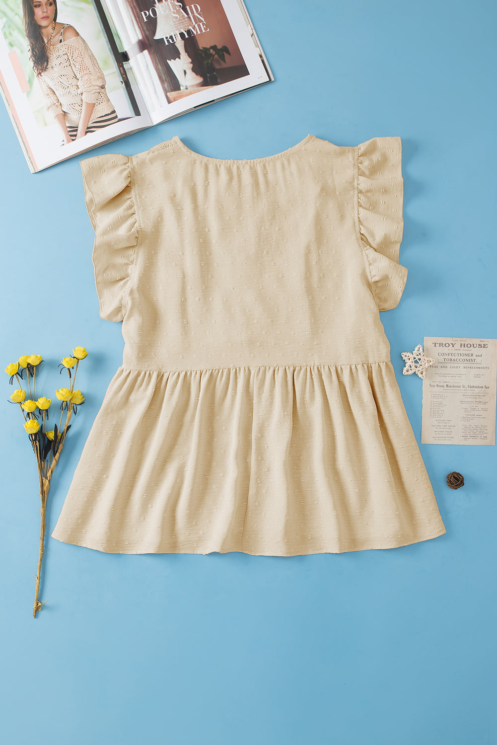 Women's Babydoll Top Featuring Lace-Trimmed Trim Plus Size