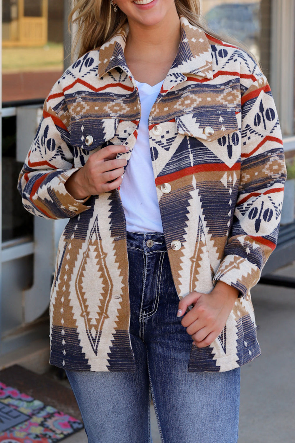 Jacket for Women Aztec Button Oversized
