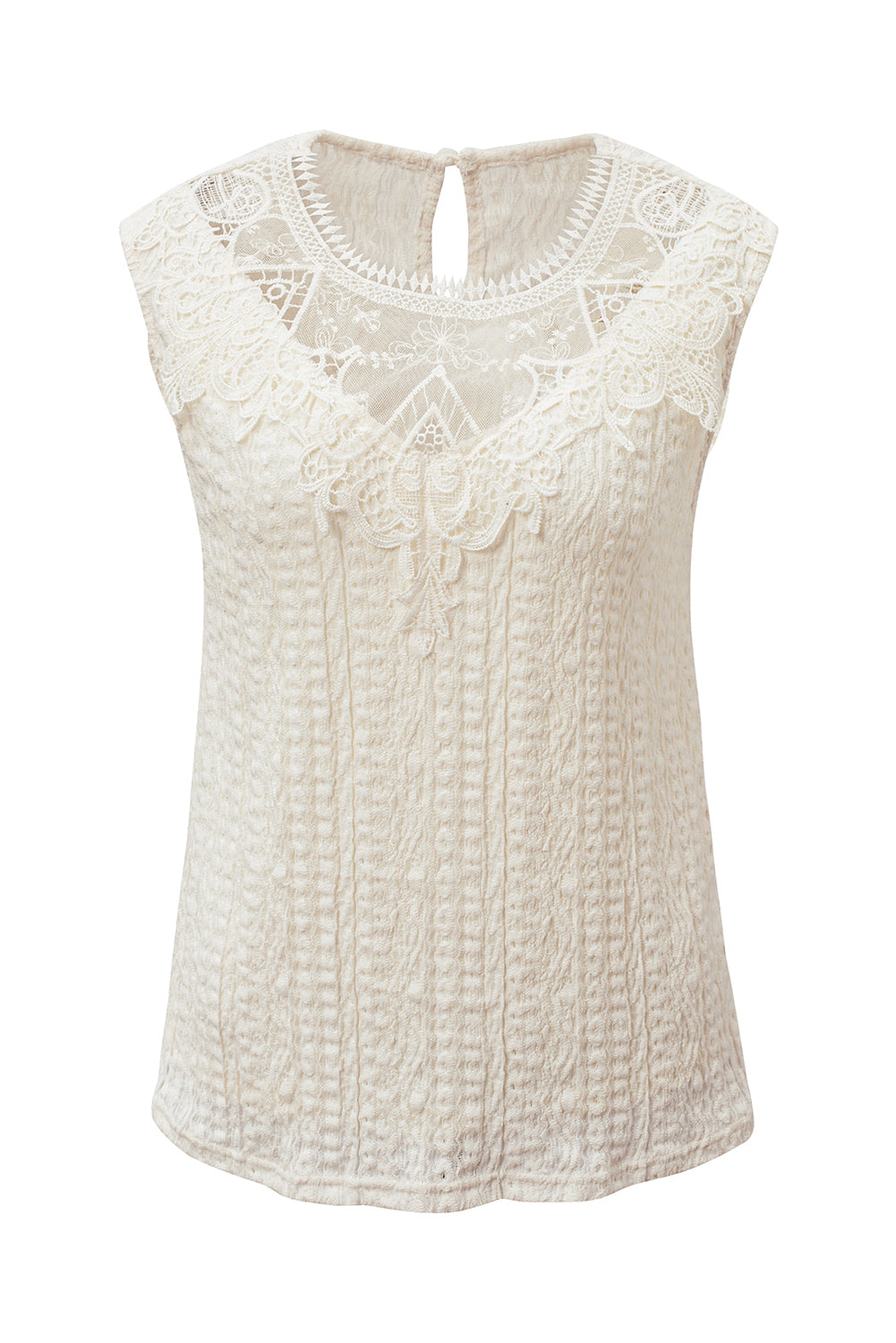 Women's Tank Top with Guipure Lace-Trimmed Crochet