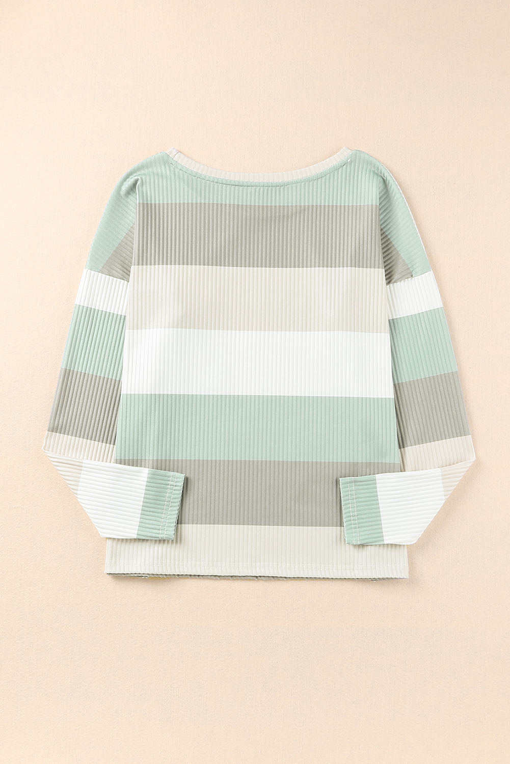 Women's Top with Color-Block Rib-Knitted Long-Sleeve