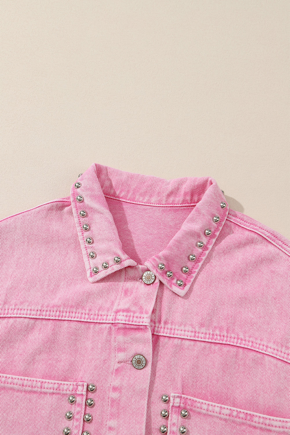 Women's Denim Jacket Featuring Rivet Studded