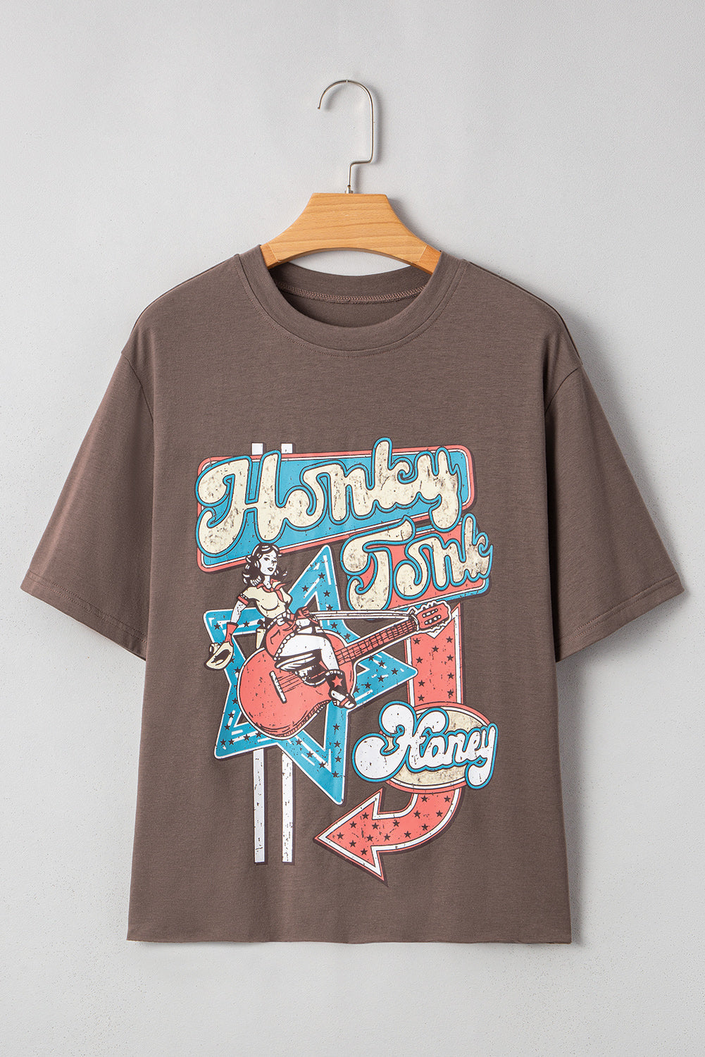 Honky Tonk Honey Graphic Crew Neck Western Fashion Tee