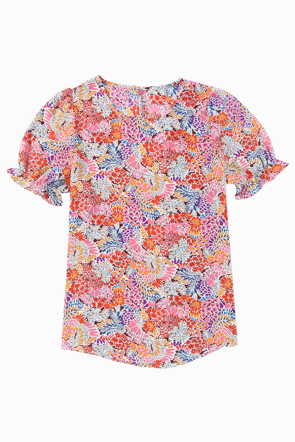 Blouse for Women Pattern Bubble Sleeve Mix Floral-Print