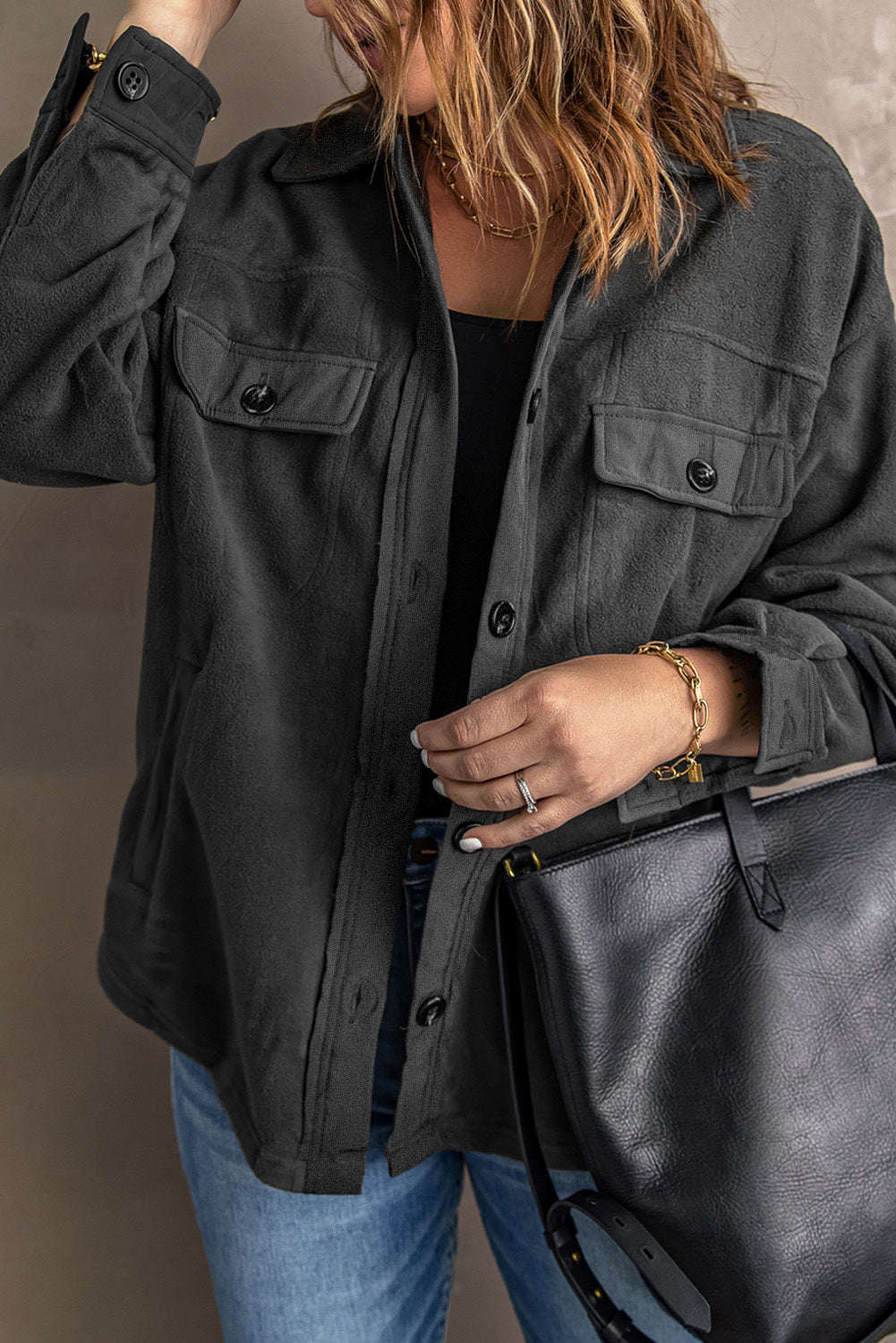 Women's Turn Down Collar Shirt Jacket