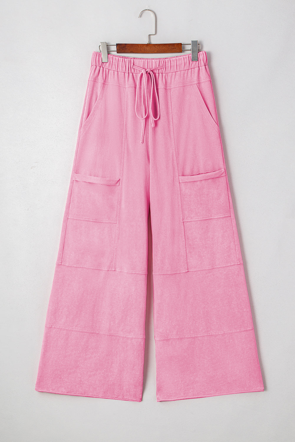 Bonbon Waistband Mineral Wash Wide-Leg Cargo Pants