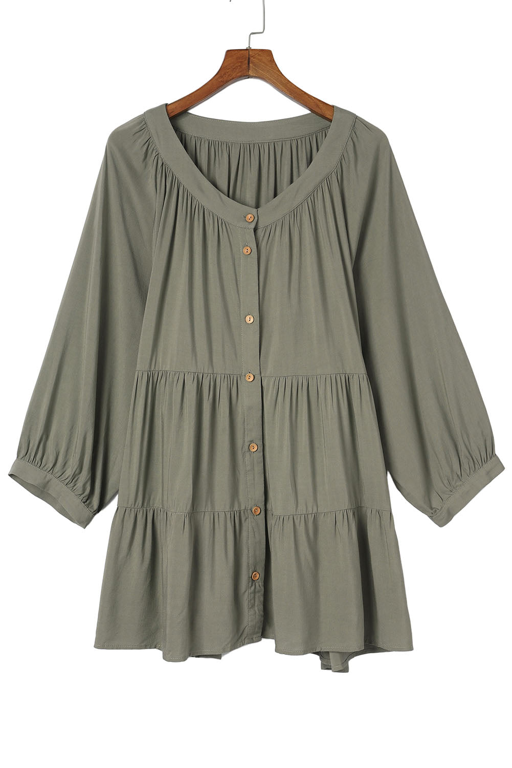 Women's Shirt Featuring Ruffle-Trimmed Layered Plus Size