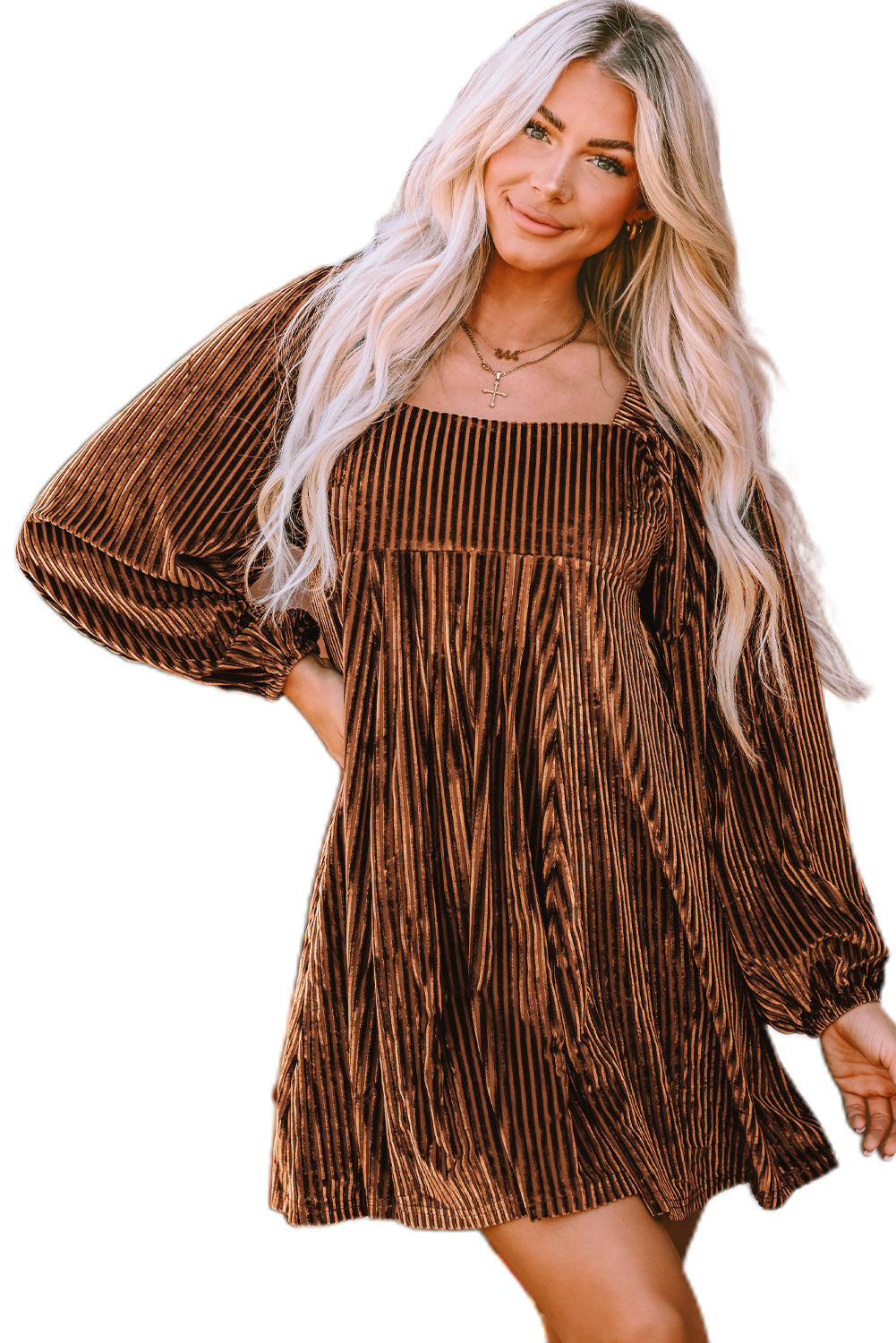Women's Tie Back Velvet Babydoll Dress