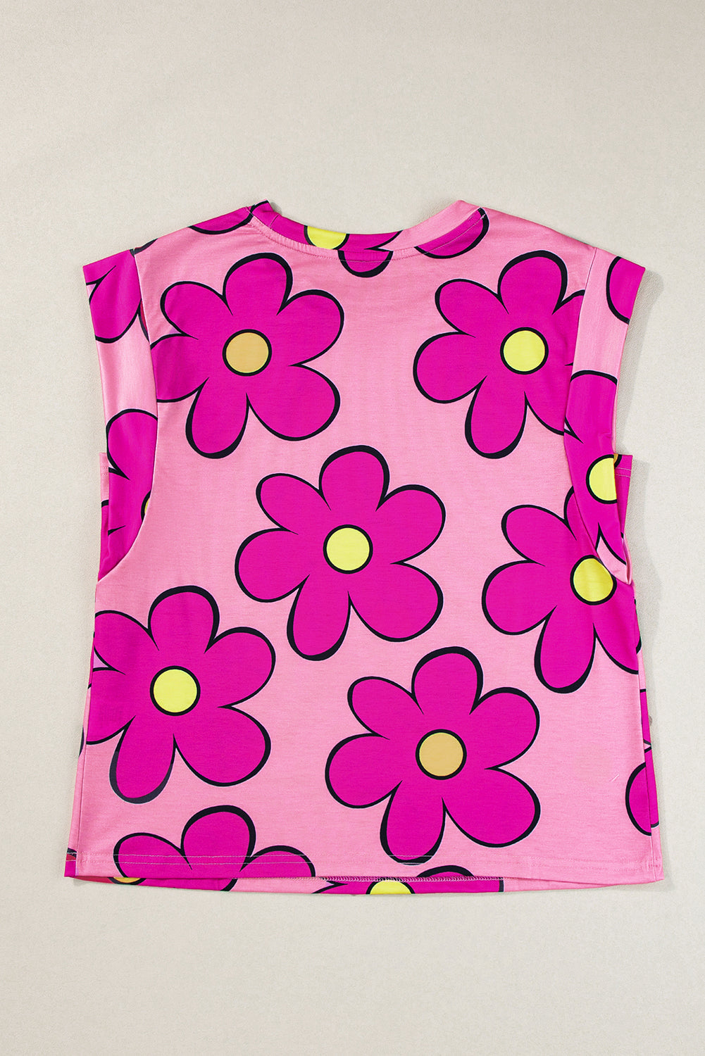 Women's Flower Cap Sleeve T Shirt