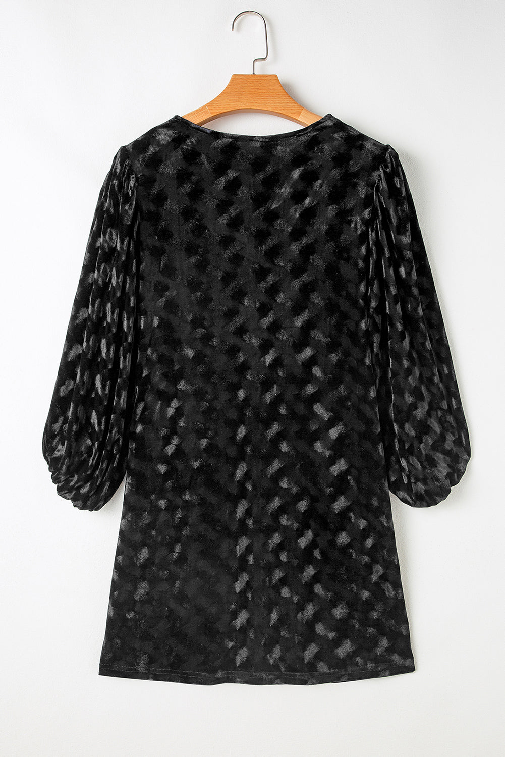 Women's Mini Dress Featuring Textured Balloon Sleeve Velvet