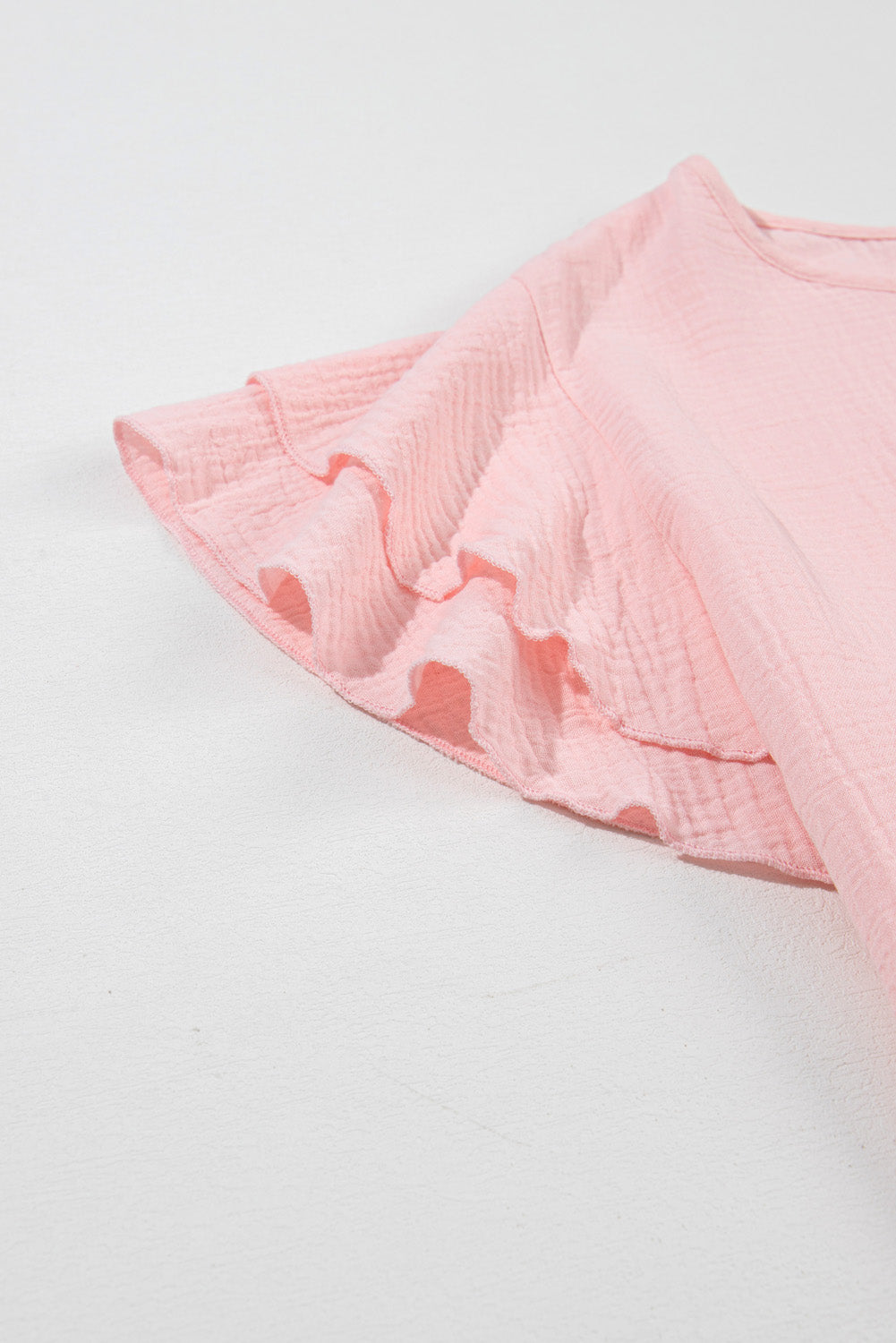 Top for Women Crinkle Textured Ruffle-Trimmed Plus Size