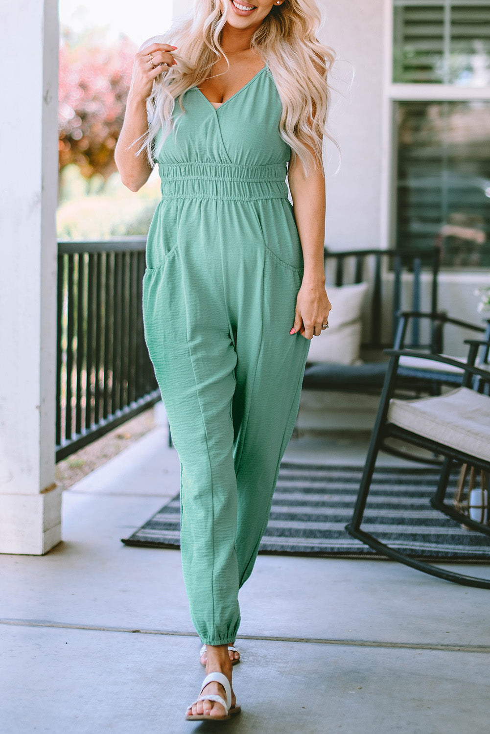 Jumpsuit for Women Shirred High-Rise Sleeveless