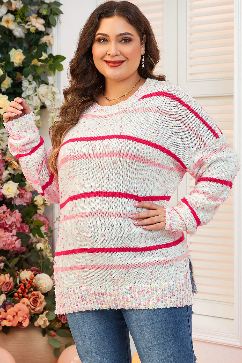 Women's Sweater Featuring Dropped-Shoulder Plus Size