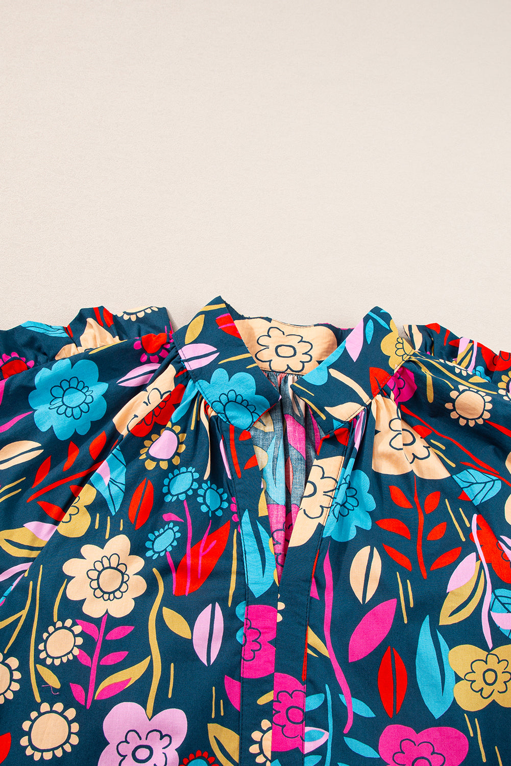 Women's Balloon Sleeve Ruffle-Trimmed Mini Floral-Print Print Dresses