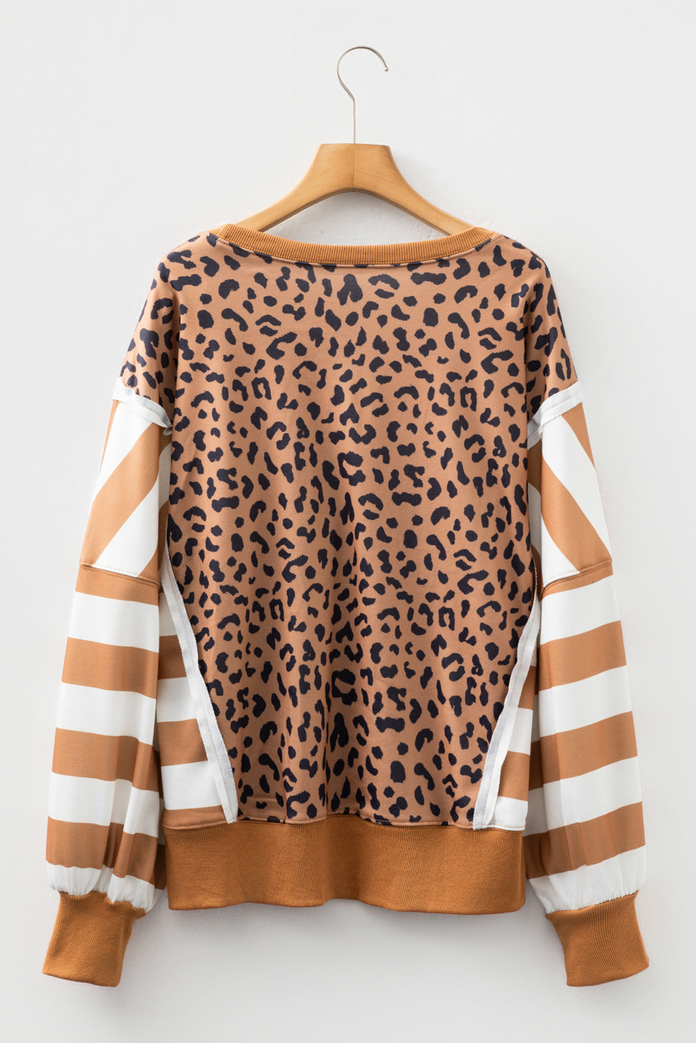 Patchwork Leopard Colorblock Leopard Everyday Sweatshirt with Slits